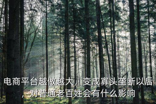 電商平臺越做越大，變成寡頭壟斷以后，對普通老百姓會有什么影響