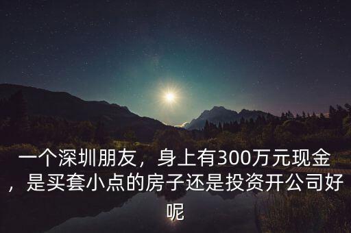 一個(gè)深圳朋友，身上有300萬(wàn)元現(xiàn)金，是買(mǎi)套小點(diǎn)的房子還是投資開(kāi)公司好呢