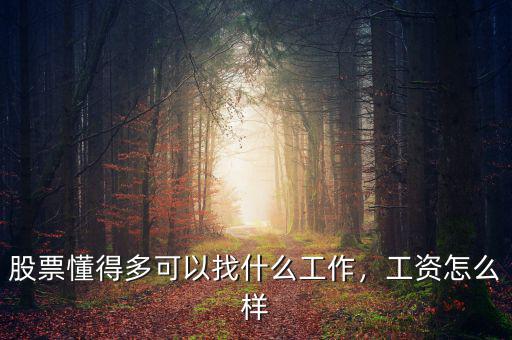 股票懂得多可以找什么工作，工資怎么樣