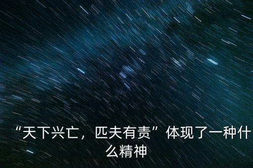 “天下興亡，匹夫有責”體現(xiàn)了一種什么精神