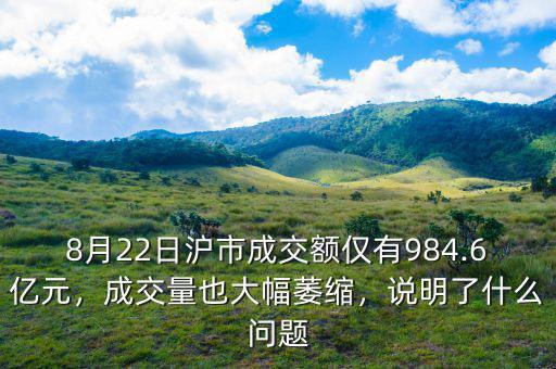 8月22日滬市成交額僅有984.6億元，成交量也大幅萎縮，說明了什么問題
