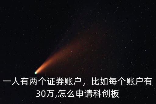 一人有兩個證券賬戶，比如每個賬戶有30萬,怎么申請科創(chuàng)板