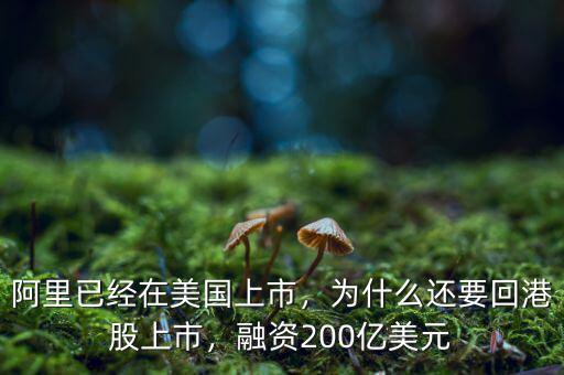 阿里已經(jīng)在美國上市，為什么還要回港股上市，融資200億美元