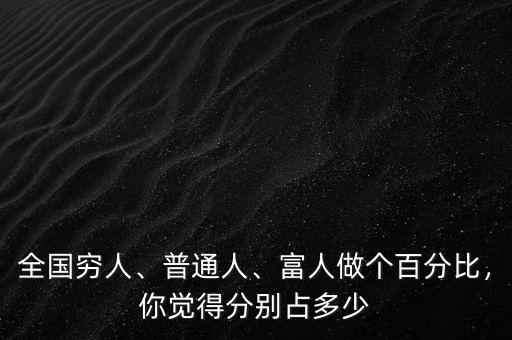 全國窮人、普通人、富人做個百分比，你覺得分別占多少