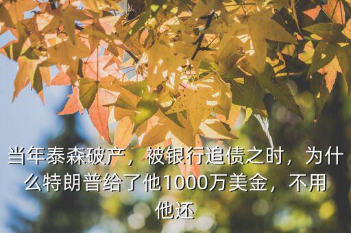 當(dāng)年泰森破產(chǎn)，被銀行追債之時，為什么特朗普給了他1000萬美金，不用他還