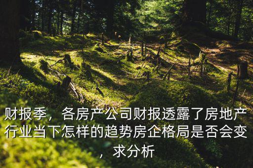 財報季，各房產(chǎn)公司財報透露了房地產(chǎn)行業(yè)當下怎樣的趨勢房企格局是否會變，求分析