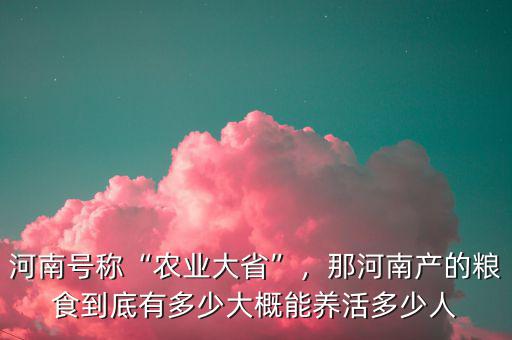 河南號稱“農(nóng)業(yè)大省”，那河南產(chǎn)的糧食到底有多少大概能養(yǎng)活多少人