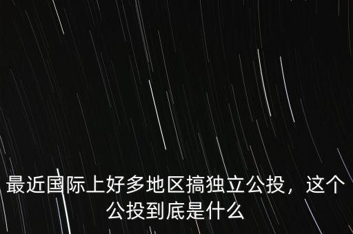 最近國(guó)際上好多地區(qū)搞獨(dú)立公投，這個(gè)公投到底是什么