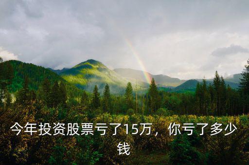 今年投資股票虧了15萬(wàn)，你虧了多少錢(qián)