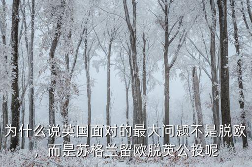 為什么說英國面對的最大問題不是脫歐，而是蘇格蘭留歐脫英公投呢