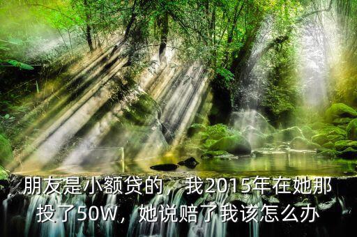 朋友是小額貸的，我2015年在她那投了50W，她說賠了我該怎么辦