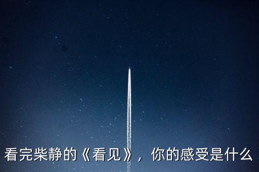 看完柴靜的《看見》，你的感受是什么