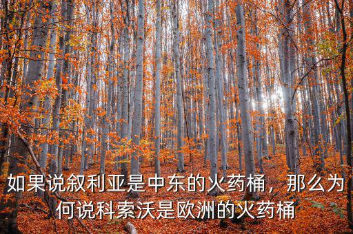 如果說(shuō)敘利亞是中東的火藥桶，那么為何說(shuō)科索沃是歐洲的火藥桶