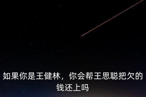 如果你是王健林，你會幫王思聰把欠的錢還上嗎
