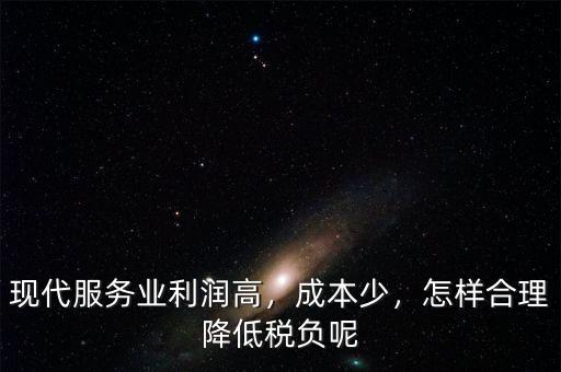 現(xiàn)代服務(wù)業(yè)利潤高，成本少，怎樣合理降低稅負(fù)呢