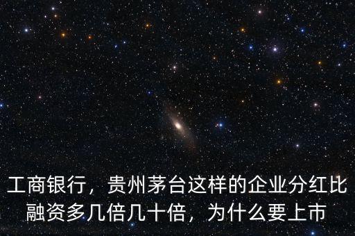 工商銀行，貴州茅臺這樣的企業(yè)分紅比融資多幾倍幾十倍，為什么要上市