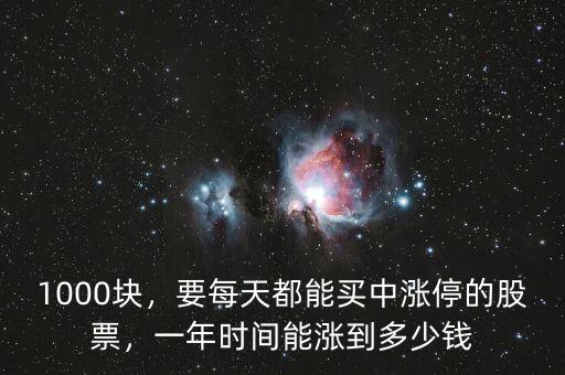 1000塊，要每天都能買中漲停的股票，一年時間能漲到多少錢