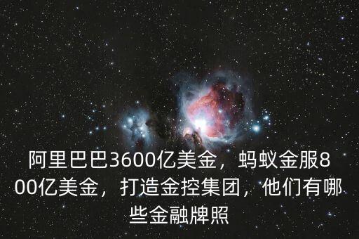 阿里巴巴3600億美金，螞蟻金服800億美金，打造金控集團(tuán)，他們有哪些金融牌照