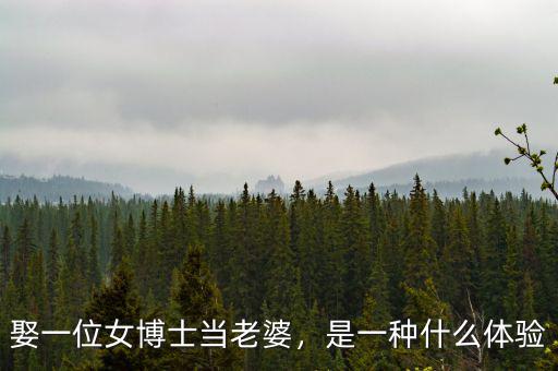 娶一位女博士當(dāng)老婆，是一種什么體驗(yàn)