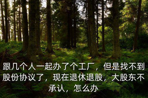 跟幾個(gè)人一起辦了個(gè)工廠，但是找不到股份協(xié)議了，現(xiàn)在退休退股，大股東不承認(rèn)，怎么辦