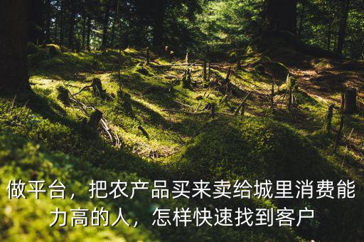做平臺(tái)，把農(nóng)產(chǎn)品買來(lái)賣給城里消費(fèi)能力高的人，怎樣快速找到客戶