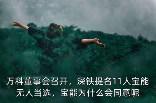 萬科董事會召開，深鐵提名11人寶能無人當選，寶能為什么會同意呢