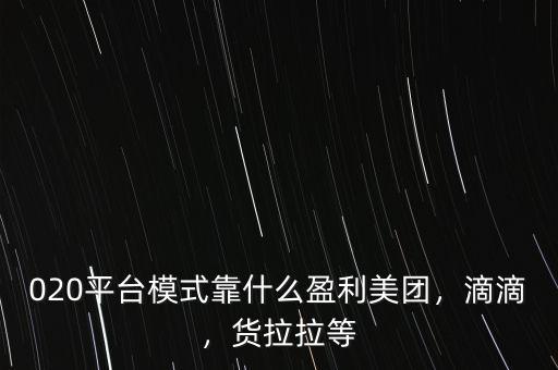 020平臺模式靠什么盈利美團(tuán)，滴滴，貨拉拉等
