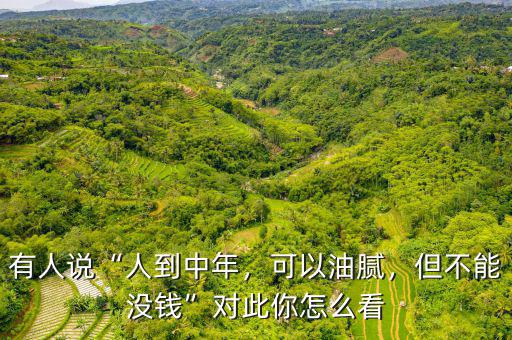 有人說(shuō)“人到中年，可以油膩，但不能沒錢”對(duì)此你怎么看