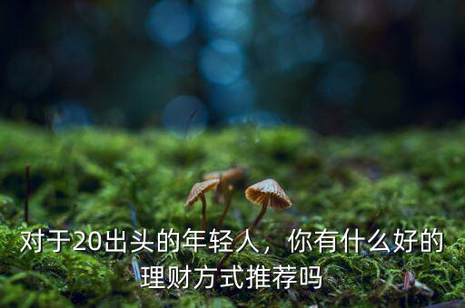 對于20出頭的年輕人，你有什么好的理財方式推薦嗎
