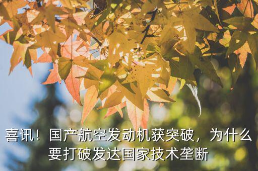 喜訊！國產(chǎn)航空發(fā)動機獲突破，為什么要打破發(fā)達國家技術(shù)壟斷