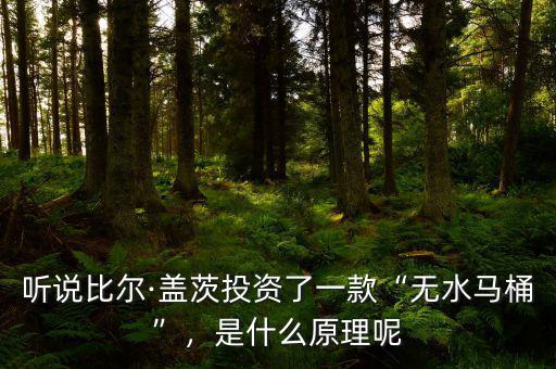 聽說比爾·蓋茨投資了一款“無水馬桶”，是什么原理呢