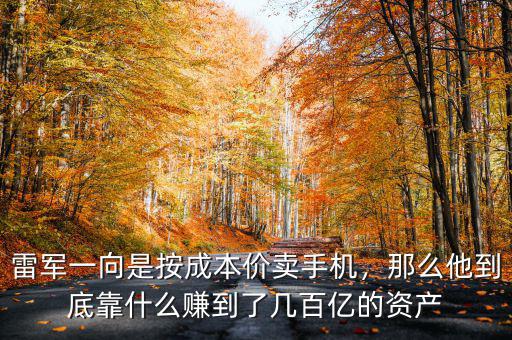 雷軍一向是按成本價(jià)賣手機(jī)，那么他到底靠什么賺到了幾百億的資產(chǎn)