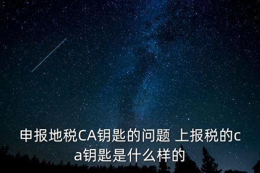 ca鑰匙是什么，申報(bào)地稅CA鑰匙的問(wèn)題 上報(bào)稅的ca鑰匙是什么樣的