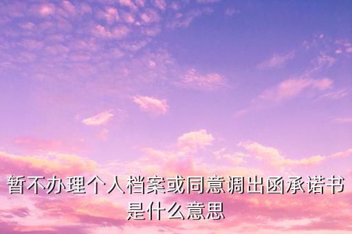 稅務(wù)調(diào)函是什么意思，暫不辦理個人檔案或同意調(diào)出函承諾書是什么意思