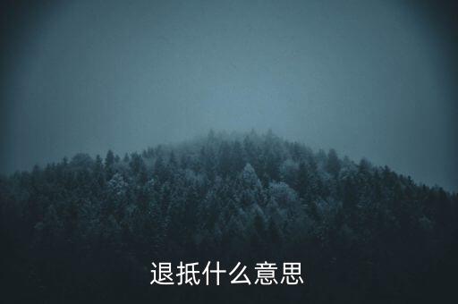 什么叫做退抵稅，退抵什么意思