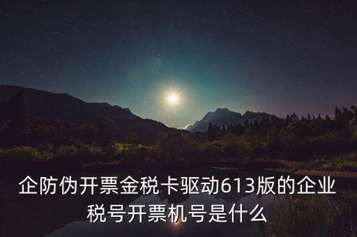 金稅盤企業(yè)稅號是什么，企防偽開票金稅卡驅(qū)動613版的企業(yè)稅號開票機號是什么