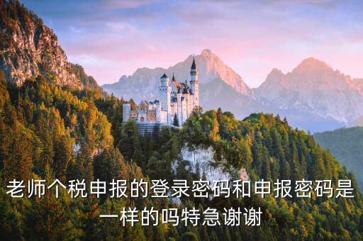 安徽個稅申報密碼是什么，老師個稅申報的登錄密碼和申報密碼是一樣的嗎特急謝謝