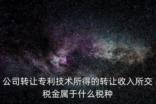 公司出售專利交什么稅，公司轉(zhuǎn)讓專利技術(shù)所得的轉(zhuǎn)讓收入所交稅金屬于什么稅種