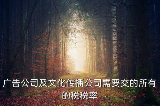 廣告公司交什么稅，廣告公司及文化傳播公司需要交的所有的稅稅率