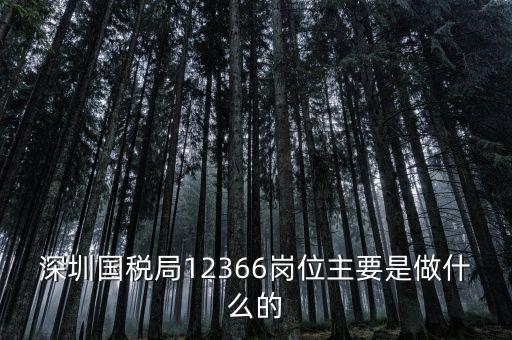 深圳國(guó)稅局12366崗位主要是做什么的