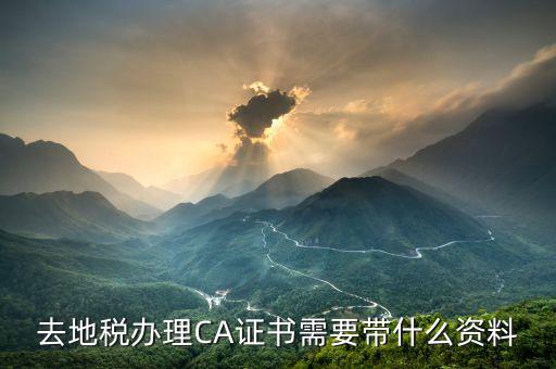 地稅ca帶什么，去地稅簽三方協(xié)議需要以下東西第四個CA是什么意思啊
