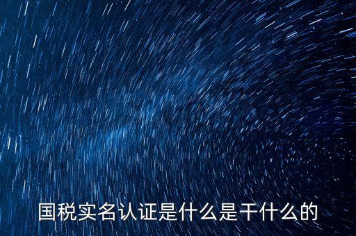 國稅實名采集做什么用，國稅實名認證是什么是干什么的