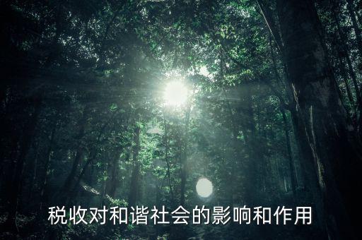 為什么要和諧興稅，稅收對和諧社會(huì)的影響和作用