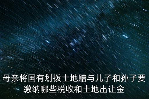 土地贈(zèng)送要交什么稅，母親將國有劃撥土地贈(zèng)與兒子和孫子要繳納哪些稅收和土地出讓金