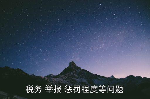 稅務(wù) 舉報 懲罰程度等問題