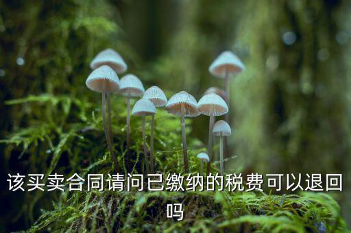 該買賣合同請(qǐng)問(wèn)已繳納的稅費(fèi)可以退回嗎