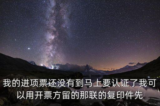 納稅清單驗(yàn)證碼是什么，我的進(jìn)項(xiàng)票還沒有到馬上要認(rèn)證了我可以用開票方留的那聯(lián)的復(fù)印件先