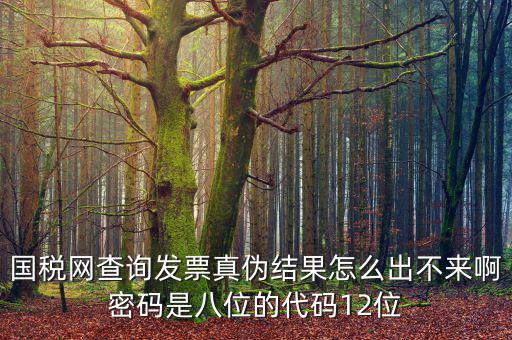 國稅局發(fā)票真?zhèn)尾樵兠艽a是什么，國稅網(wǎng)查詢發(fā)票真?zhèn)谓Y(jié)果怎么出不來啊密碼是八位的代碼12位