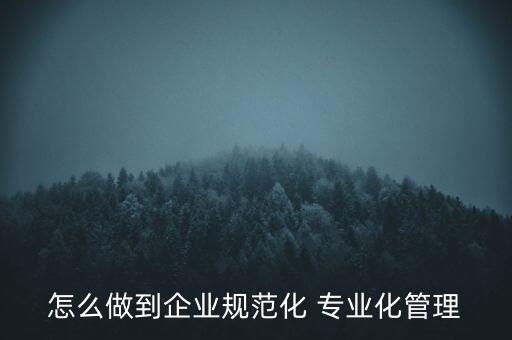 專業(yè)化公司如何管理，專業(yè)化企業(yè)的建議