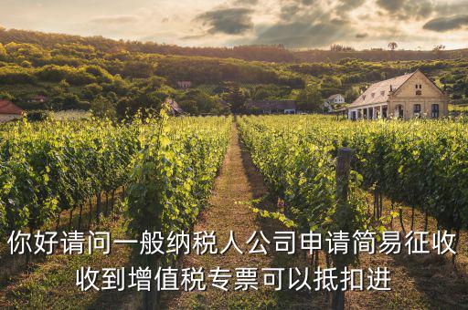 你好請(qǐng)問(wèn)一般納稅人公司申請(qǐng)簡(jiǎn)易征收收到增值稅專票可以抵扣進(jìn)